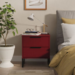 Marsala Ready Assembled Matt Red 2 Drawer Bedside Chest (H)515mm (W)450mm (D)395mm
