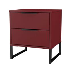 Marsala Ready Assembled Matt Red 2 Drawer Bedside Chest (H)515mm (W)450mm (D)395mm - thumbnail 2