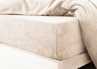 Homes & Linen Teddy Fitted Sheet Extra Deep 30Cm Deep Fitted Bed Sheet Soft Cosy Warm Teddy Bed Sheet