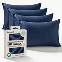 Linensland 4 Pack Cotton Pillowcases Hotel Quality, Soft & Breathable Standard, Size 50X75 Cm, Navy Blue