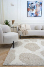 The Rugs Moodi Shaggy Light Beige Kora Rug Runner Abstract Thick High Pile For Living Rooms, Bedrooms, Hallways, Kitchens - thumbnail 2