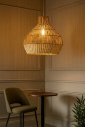 Lighting Collection Artisan Weave Natural Open Design Rattan Pendant Light Shade