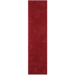 The Rugs Red Soft Plain Design Fluffy Shaggy Rugs And Runners High Pile Living Room Kitchen Hallway 380 - thumbnail 1