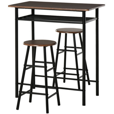 Wyld Haus Yoliba 3-Piece Black And Oak Breakfast Bar Table And Stools With Storage Shelf - image 1