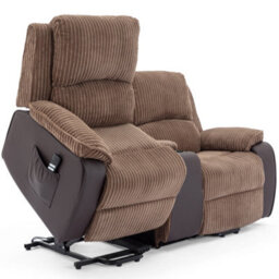 More4Homes Postana Dual Motor Rise Recliner 2 Seater Jumbo Cord Drinks Console Mobility Sofa (Brown) - thumbnail 5