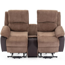More4Homes Postana Dual Motor Rise Recliner 2 Seater Jumbo Cord Drinks Console Mobility Sofa (Brown) - thumbnail 4
