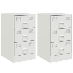 Berkfield Bedside Cabinets 2 Pcs White 34.5X39X62 Cm Steel - thumbnail 2