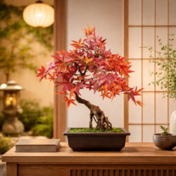 Leaf Artificial Bonsai Tree Red Maple Bonsai 50Cm Trees Plant - thumbnail 5