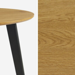 Sweeek - Round Dining Table Oak Wood Effect Black Metal Legs 4-Seater Azylis 100X100X76 Cm - thumbnail 2