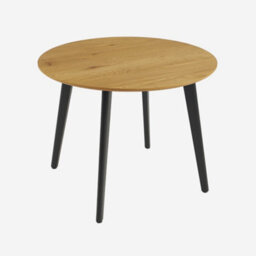 Sweeek - Round Dining Table Oak Wood Effect Black Metal Legs 4-Seater Azylis 100X100X76 Cm - thumbnail 1