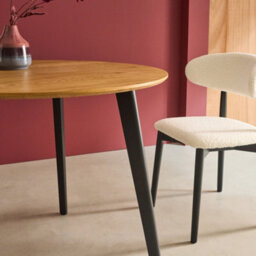 Sweeek - Round Dining Table Oak Wood Effect Black Metal Legs 4-Seater Azylis 100X100X76 Cm - thumbnail 6