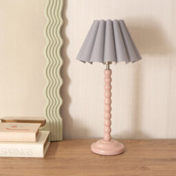 Valuelights Bobbins Painted Rose Table Lamp With Grey Scallop Tapered Lamp Shade And Led Bulb - thumbnail 3