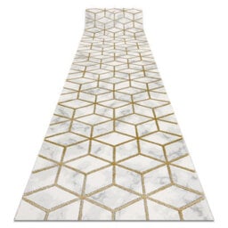 RugsX Exclusive Emerald Runner 1014 Glamour, Stylish Cube Cream / Gold 120 C  120X350 Cm - thumbnail 1
