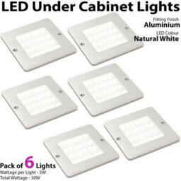 6-Pack Ultra-Slim Aluminium Under Cabinet Kitchen Lights With Driver Kit - Natural White Led - thumbnail 2