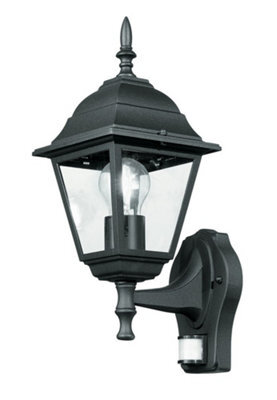 Luminosa Lighting Luminosa Roma Outdoor Up Wall Lanterns With Sensor Black, Ip44 19.5X35X14.6Cm