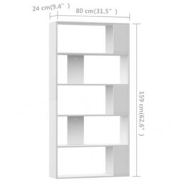 Berkfield Book Cabinet/room Divider White 80X24X159 Cm Engineered Wood - thumbnail 7