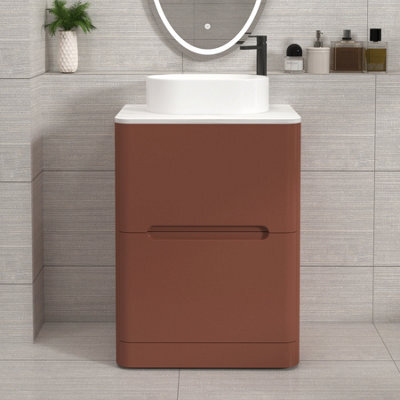Royal Bathrooms Venice 600mm Terracotta Clay Freestanding Bathroom Countertop Vanity Unit 2 Drawer With Peak Basin - image 1