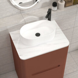 Royal Bathrooms Venice 600mm Terracotta Clay Freestanding Bathroom Countertop Vanity Unit 2 Drawer With Peak Basin - thumbnail 6