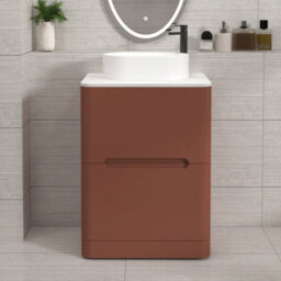 Royal Bathrooms Venice 600mm Terracotta Clay Freestanding Bathroom Countertop Vanity Unit 2 Drawer With Peak Basin - thumbnail 1
