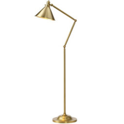 Stylish Aged Brass Floor Lamp With Funnel Shade And Adjustable Joints - thumbnail 1