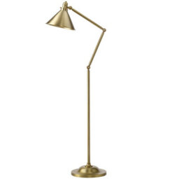 Stylish Aged Brass Floor Lamp With Funnel Shade And Adjustable Joints - thumbnail 2