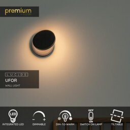 Lucide Premium Ufor Wall Light Diameter 12Cm Led Dim To Warm - 1800K/3000K - Black - thumbnail 2