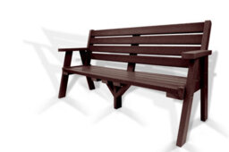 Plaswood Garden Bench - Premium Quality, Recycled Plastic, Brown - 3 Seater