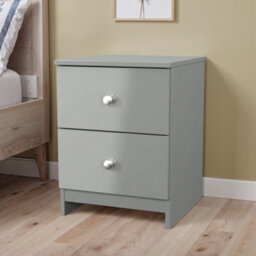 Yarmouth Ready Assembled Matt Grey No Effect 2 Drawer Bedside Chest (H)495mm (W)370mm (D)390mm - thumbnail 1