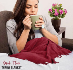 Ameha Fleece Plain Blanket, Lightweight & Reversible Throw For Travel, Bed & Sofa Blanket, Red King 200X240Cm - thumbnail 2