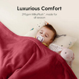 Ameha Fleece Plain Blanket, Lightweight & Reversible Throw For Travel, Bed & Sofa Blanket, Red King 200X240Cm - thumbnail 6