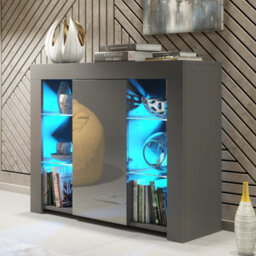 Creative Furniture Harbor Sideboard 97Cm - Dark Grey With Gloss Doors - thumbnail 6