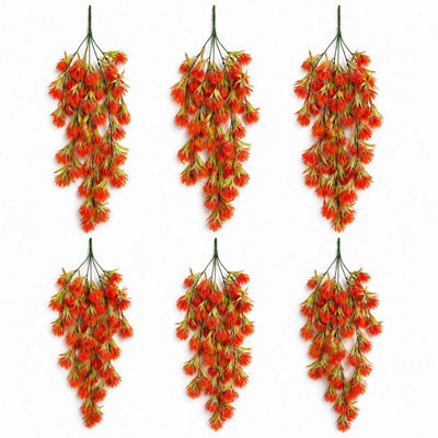 Leaf Pack Of 6 X 75Cm Artificial Red Trailing Hanging Plant Faux Floral - image 1
