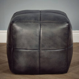 Elm Home And Products Real Genuine Leather Foot Stool Rest Poufe Grey 45Cm High X 50Cm Wide X 50Cm Deep - thumbnail 2