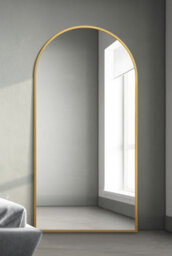 "Mirroroutlet Arcus - Gold Framed Arched Leaner / Wall Mirror 79"" X 39"" (200Cm X 100Cm)" - thumbnail 2