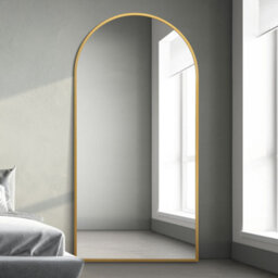 "Mirroroutlet Arcus - Gold Framed Arched Leaner / Wall Mirror 79"" X 39"" (200Cm X 100Cm)"