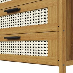 03 Primary Color Bedside Cabinet Bamboo Nightstand With 3 Drawer, Bedside Storage Table Bedroom Organizer Cabinet - thumbnail 4