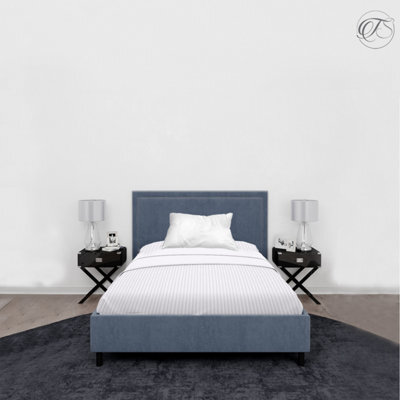 Neel Blue 300Tc White Fitted Sheet Satin Stripe, Single Size, 90Cmx190Cmx30Cm - image 1