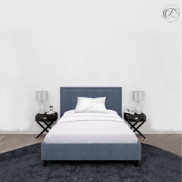 Neel Blue 300Tc White Fitted Sheet Satin Stripe, Single Size, 90Cmx190Cmx30Cm - thumbnail 1