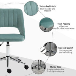Mid-Back Swivel Home Office Chair Scallop Computer Desk Chair Green - thumbnail 5