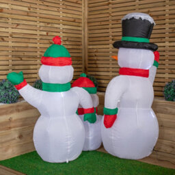 Samuel Alexander 1.5M Light Up Christmas Inflatable Snowman Family With 12 White Leds - thumbnail 4