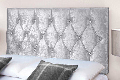 "Adore Designs Diamond Cut Crushed Velvet 3Ft Single 20"" Headboard - Grey"