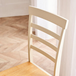 Furniturebox Uk 2X Wood Dining Chair - Whitby Cream Wooden Chairs - Oak Stain Seat - Solid Rubberwood Pair Of Dining Room Chairs - thumbnail 5