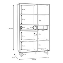 Wyld Haus Hanover Oak-Effect Display Cabinet 2 Doors 1 Drawer 8 Shelves Chevron Design - thumbnail 7