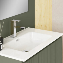 Banyetti Muscat Sage Fluted Double Drawer Wall Hung Vanity Unit Including Basin 800mm X 460mm - thumbnail 3