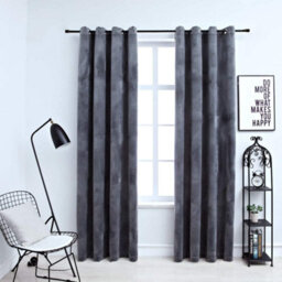 Walplus Blackout Curtains With Rings 2 Pcs Velvet Anthracite 140X225 Cm