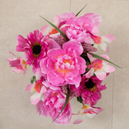 Urbn-Living Pink Peony & Foxtail Set Of 2 Artificial Silk Flower Grave Pot Memorial Arrangement Graveside Cemetery - thumbnail 3