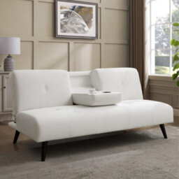 Home Detail Chicory Clic-Clac Sofa Bed With Pull-Down Cupholder Tray, Cream Linen - thumbnail 1