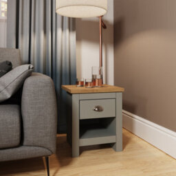 Timber Art Design Lisbon Bedside Cabinet Bedroom Furniture Nightstand Table 1 Drawer Light Grey - thumbnail 3