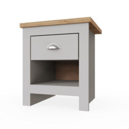 Timber Art Design Lisbon Bedside Cabinet Bedroom Furniture Nightstand Table 1 Drawer Light Grey - thumbnail 4