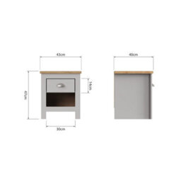 Timber Art Design Lisbon Bedside Cabinet Bedroom Furniture Nightstand Table 1 Drawer Light Grey - thumbnail 2